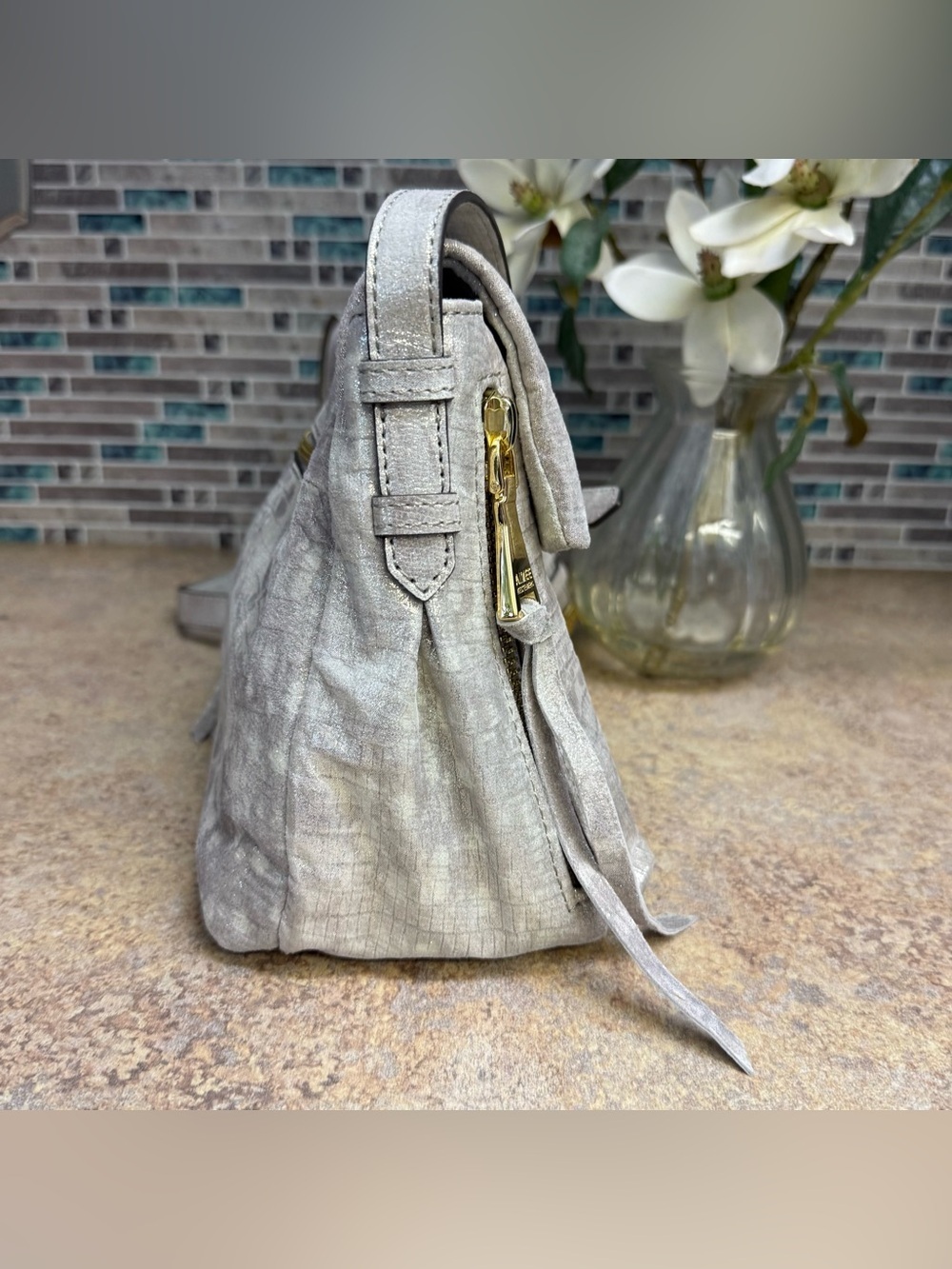 Aimee Kestenberg Bali Metallic Sunrise silver crossbody - Picture 5 of 10